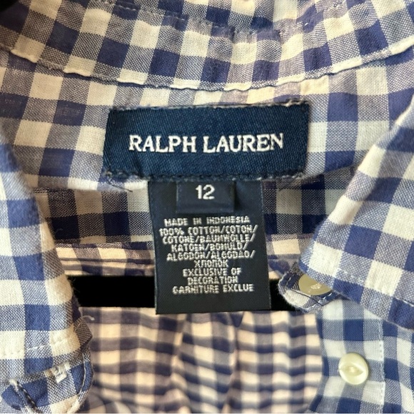 Boys Polo Ralph Lauren Blue Gingham Shirt - Picture 7 of 7